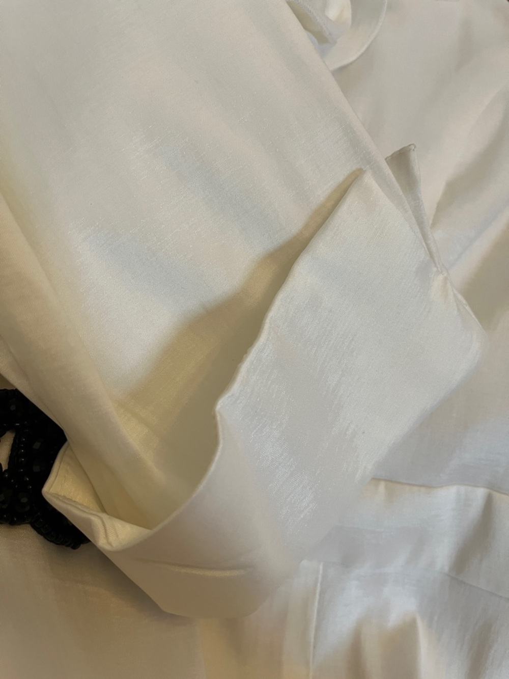 Danny Couture White V- Neck Blouse tiered ruffle collar,black jeweled buckle XL - Picture 11 of 13